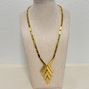 Trifari Necklace Gold Tone Statement Art Deco Cocktail Party Event Modernist